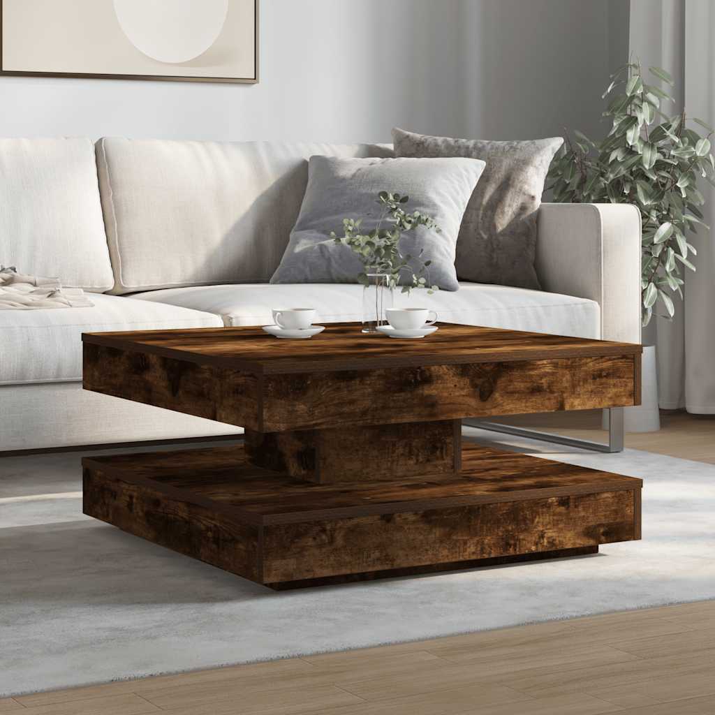 Coffee Table 360-Degree Rotatable Smoked Oak 70x70x34.5 cm