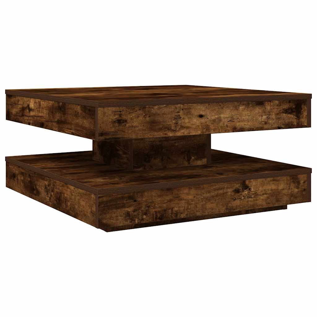 Coffee Table 360-Degree Rotatable Smoked Oak 70x70x34.5 cm