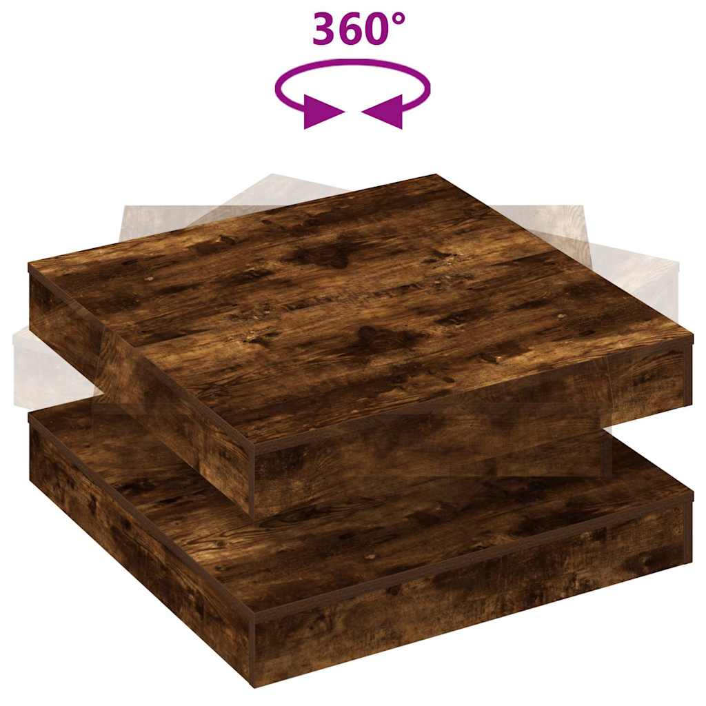 Coffee Table 360-Degree Rotatable Smoked Oak 70x70x34.5 cm