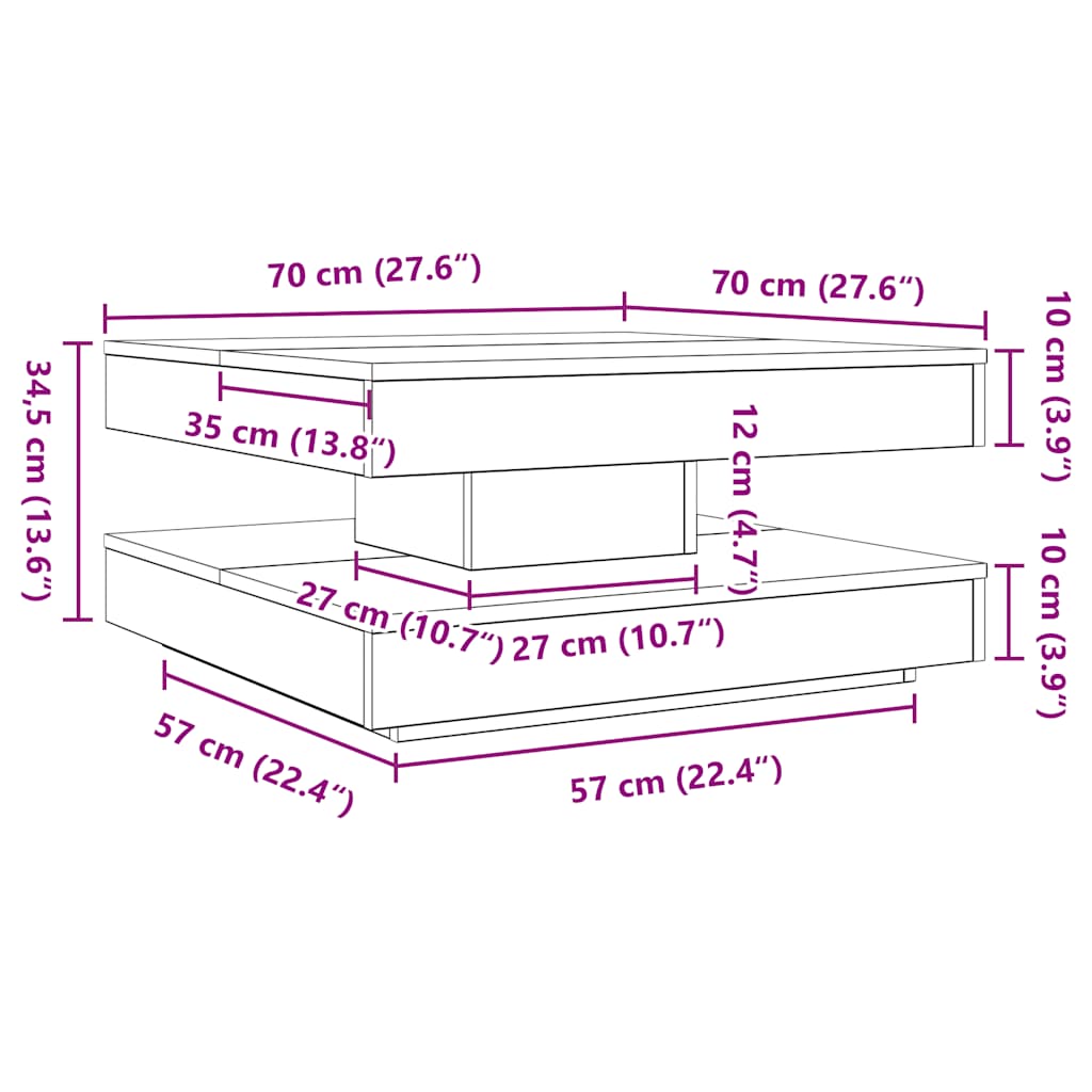 Coffee Table 360-Degree Rotatable Smoked Oak 70x70x34.5 cm