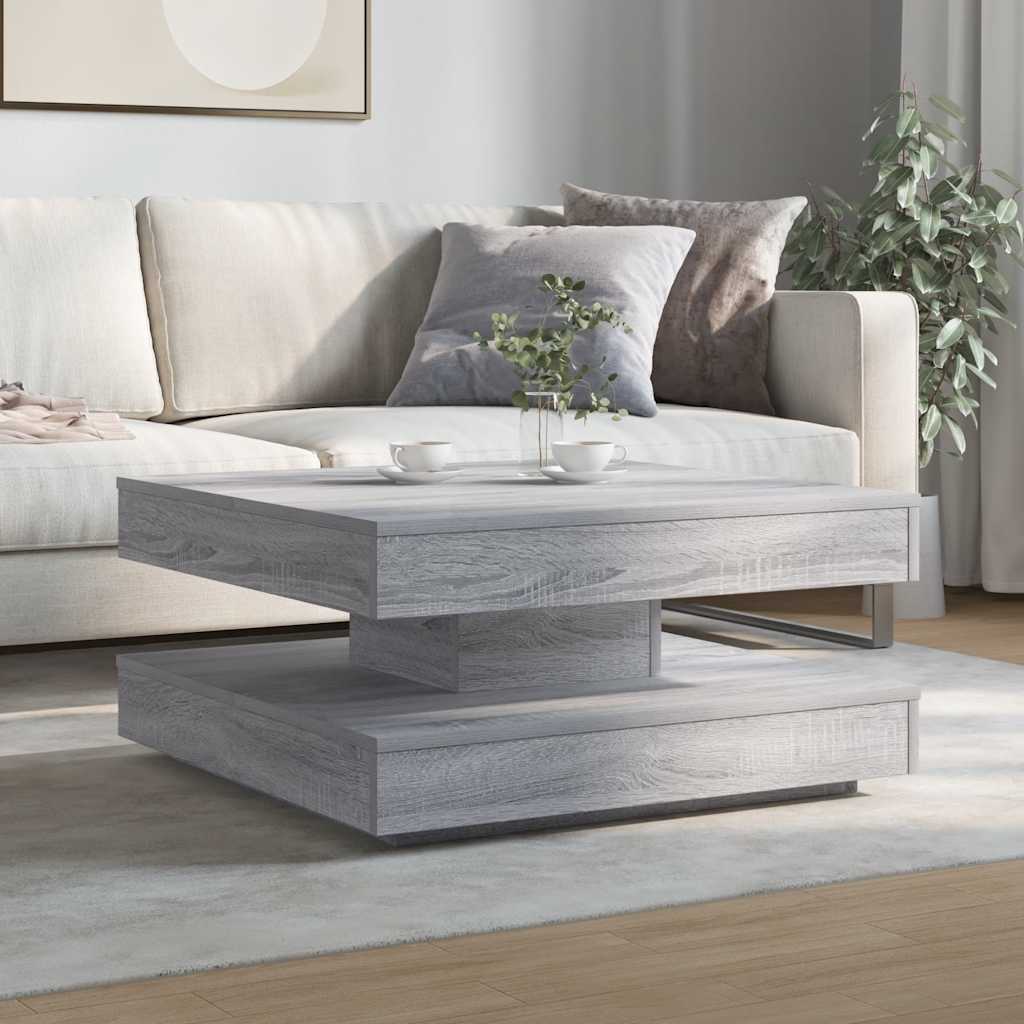 Coffee Table 360-Degree Rotatable Grey Sonoma 70x70x34.5 cm