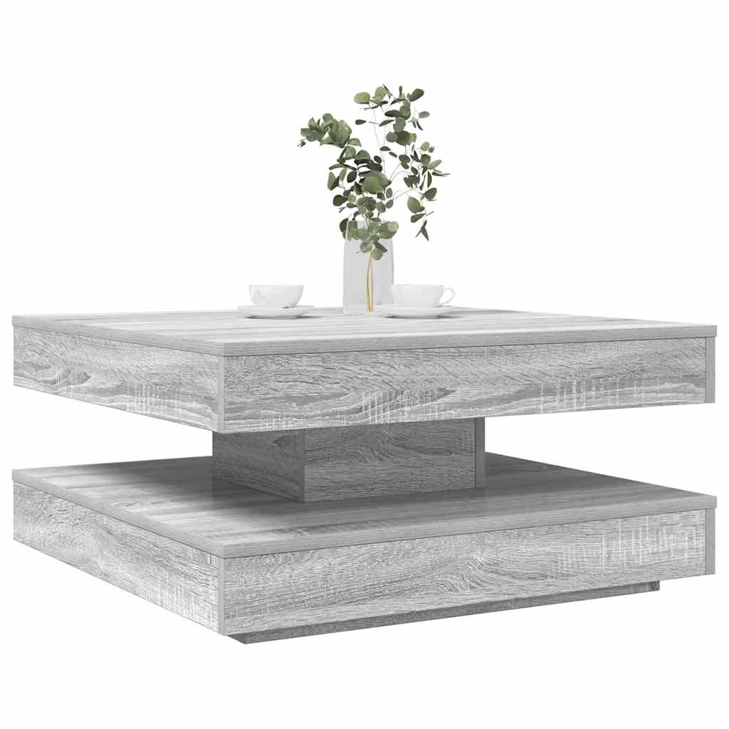Coffee Table 360-Degree Rotatable Grey Sonoma 70x70x34.5 cm