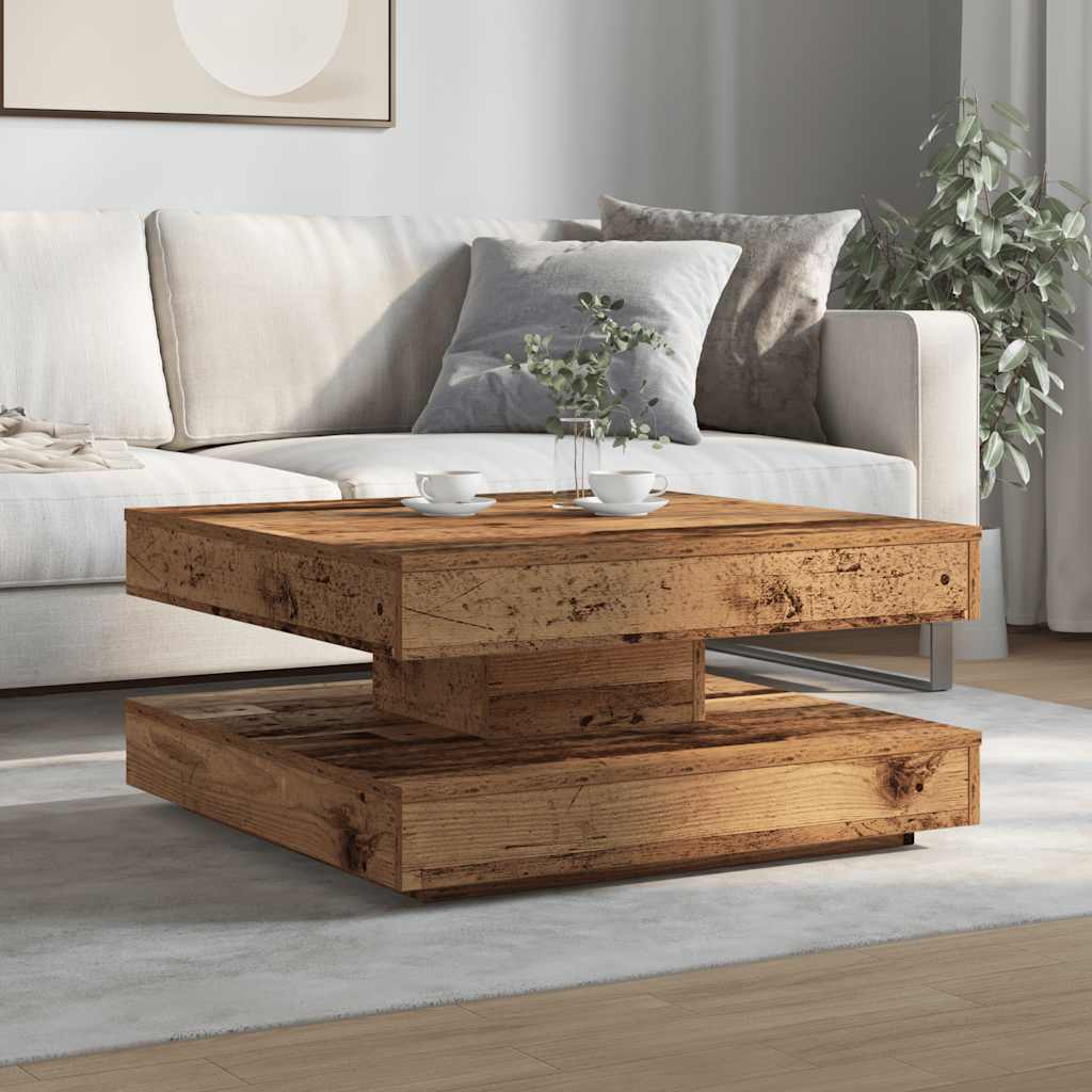 Coffee Table 360-Degree Rotatable Old Wood 70x70x34.5 cm