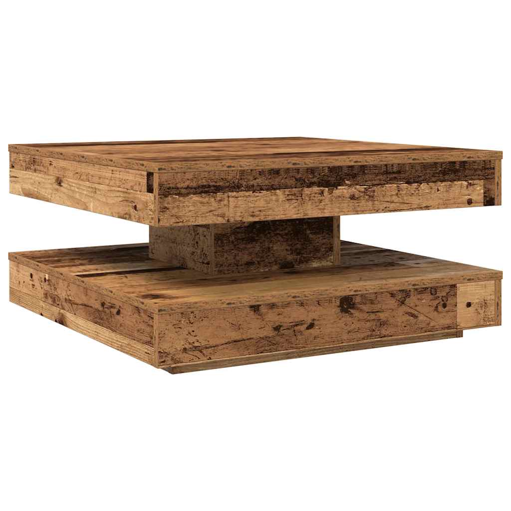 Coffee Table 360-Degree Rotatable Old Wood 70x70x34.5 cm