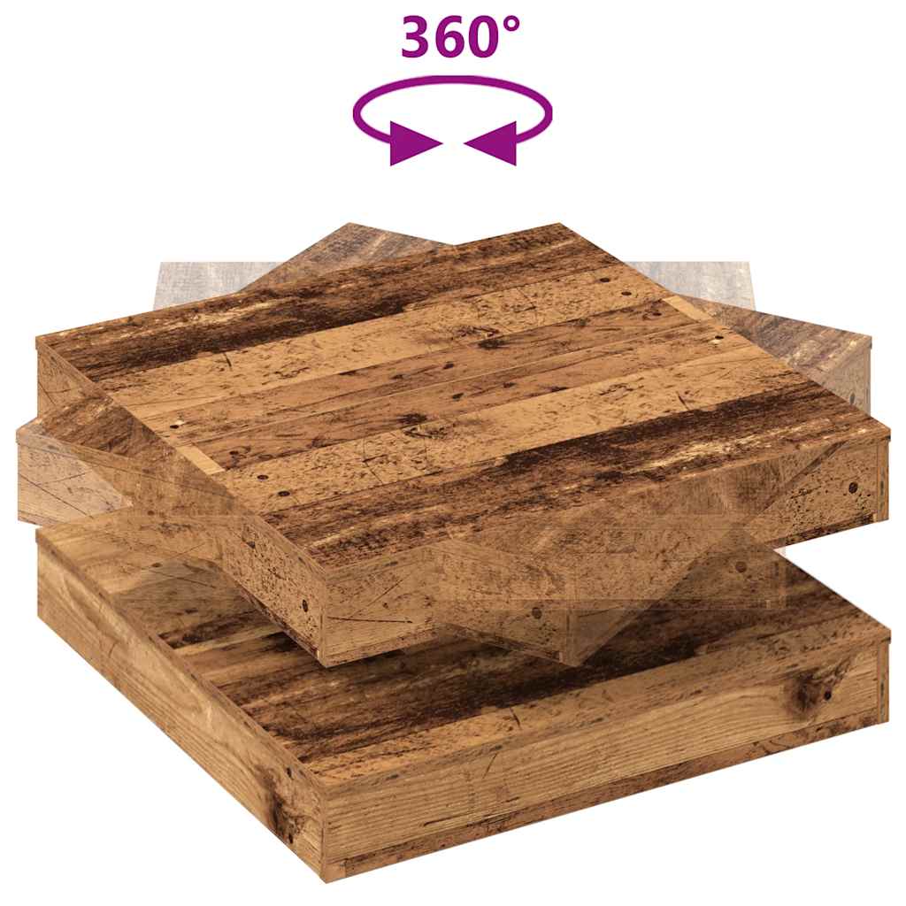 Coffee Table 360-Degree Rotatable Old Wood 70x70x34.5 cm