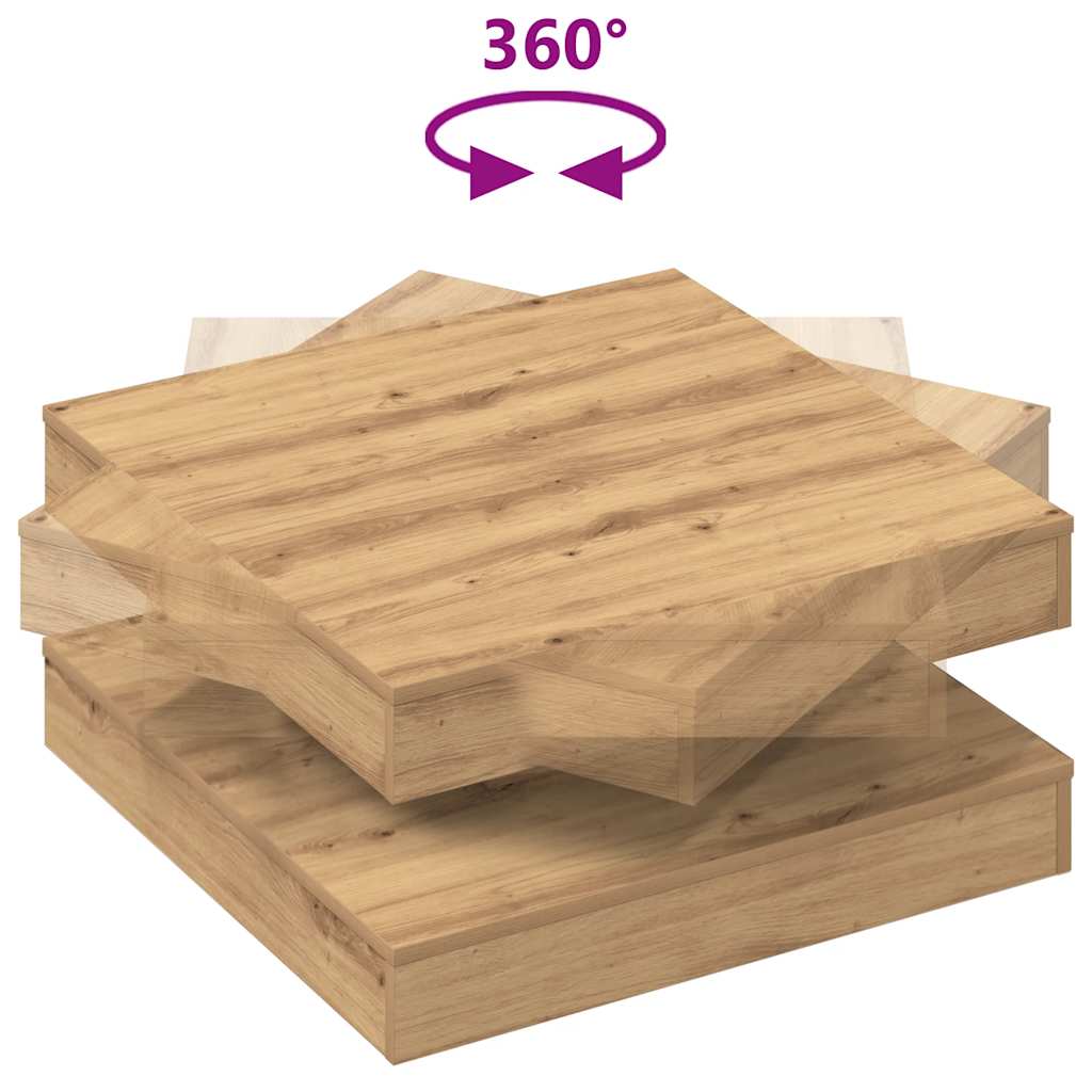 Coffee Table 360-Degree Rotatable Artisan Oak 70x70x34.5 cm