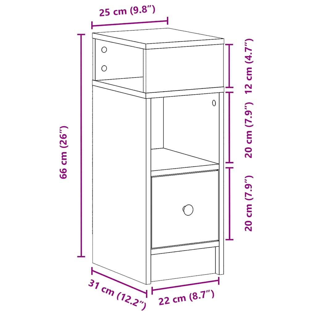 Bedside Cabinets 2 pcs with Drawer Sonoma Oak 25x31x66 cm