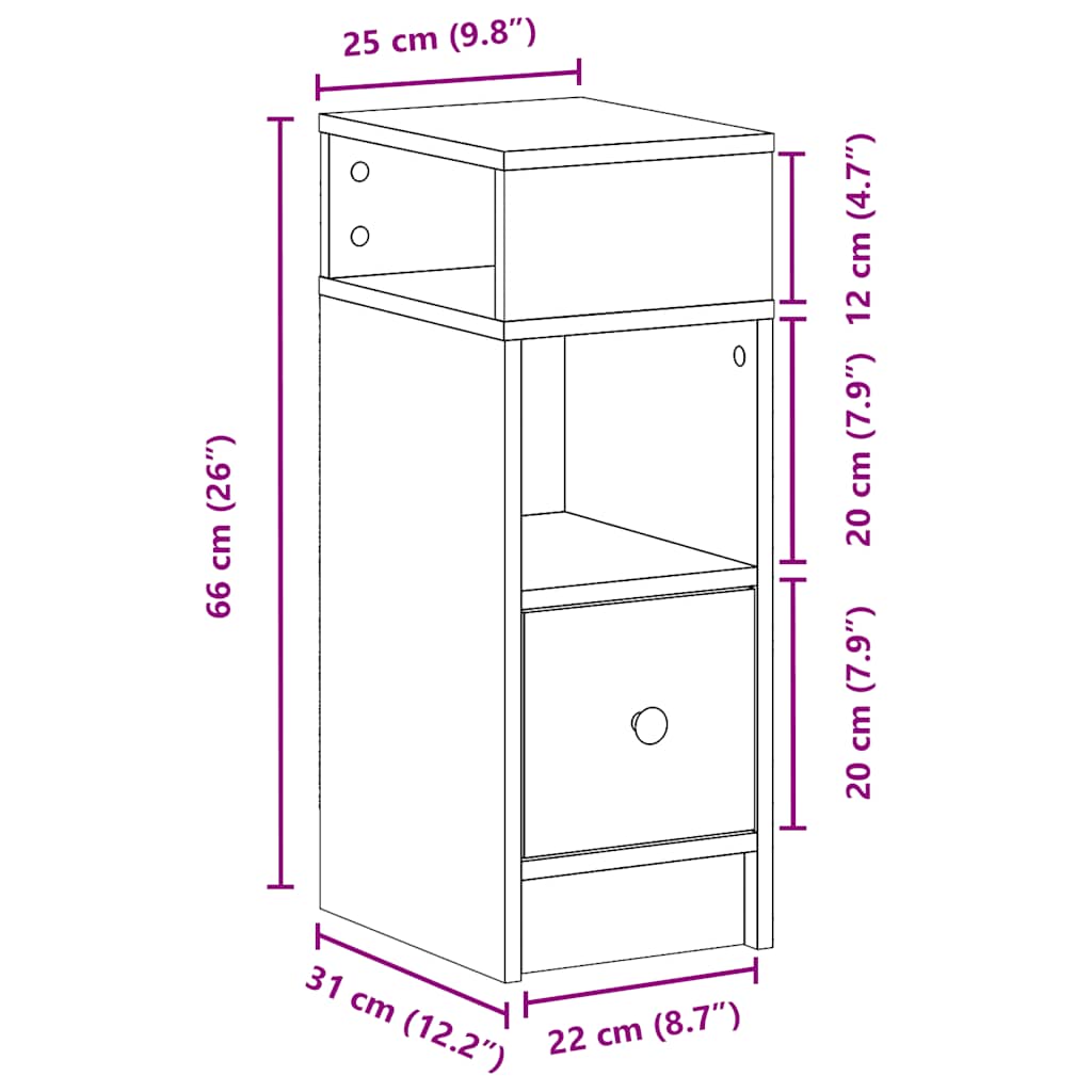 Bedside Cabinets 2 pcs with Drawer Old Wood 25x31x66 cm