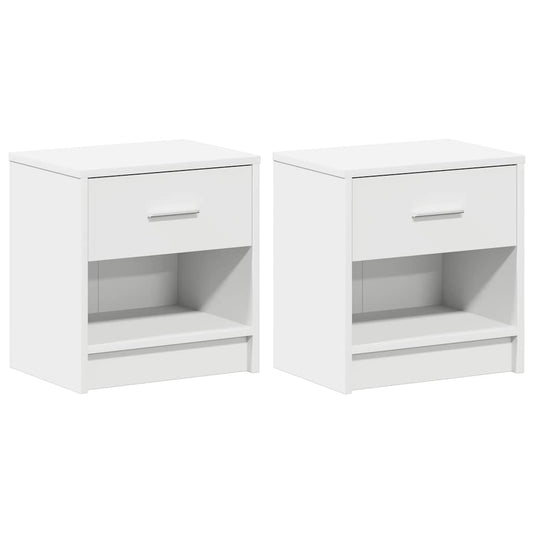 Bedside Cabinets 2 pcs with Drawer White 39x28x41 cm