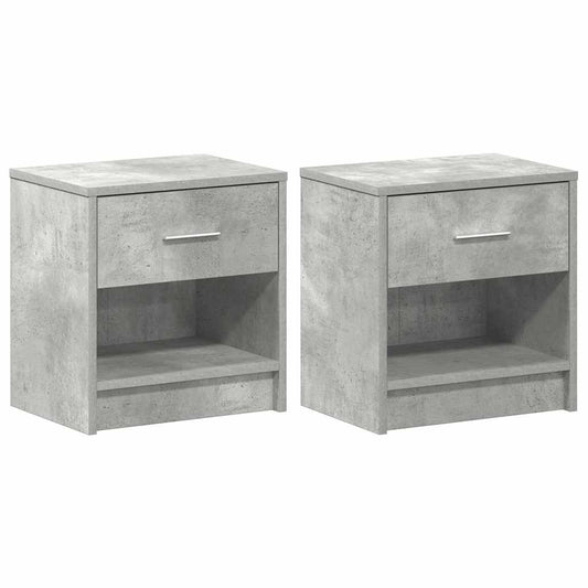Bedside Cabinets 2 pcs with Drawer Concrete Grey 39x28x41 cm