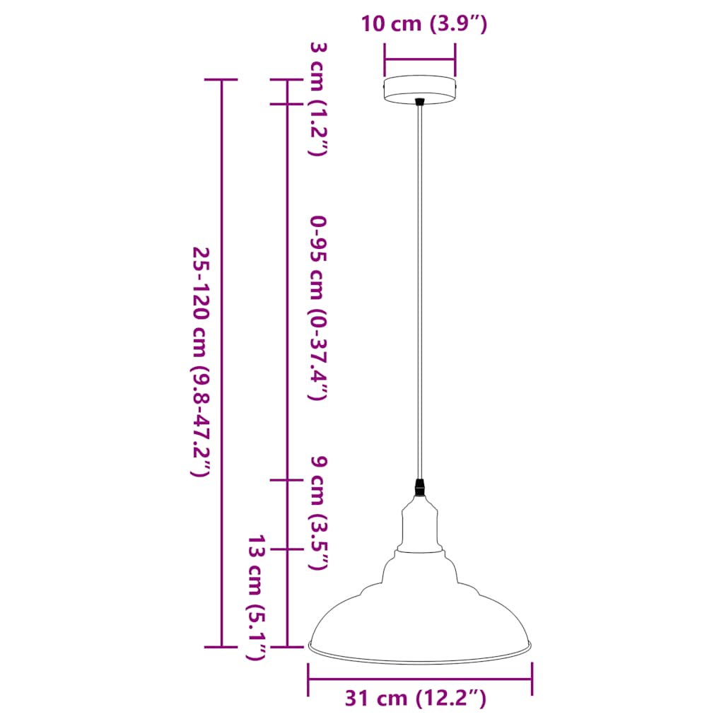 Pendant Lamp Height Adjustable E27 Gloss Red Ø 31 cm Metal