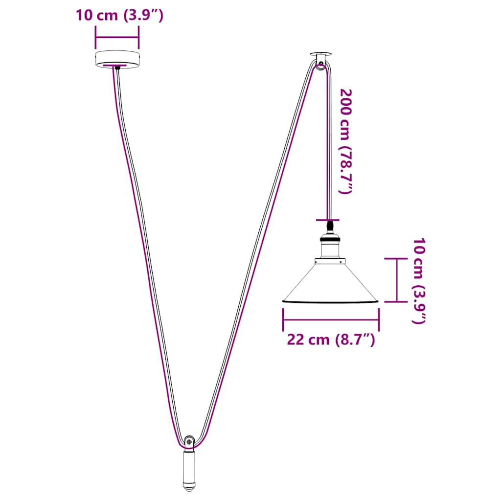 Pendant Lamp Height Adjustable E27 Gloss Orange Ø 22 cm Metal