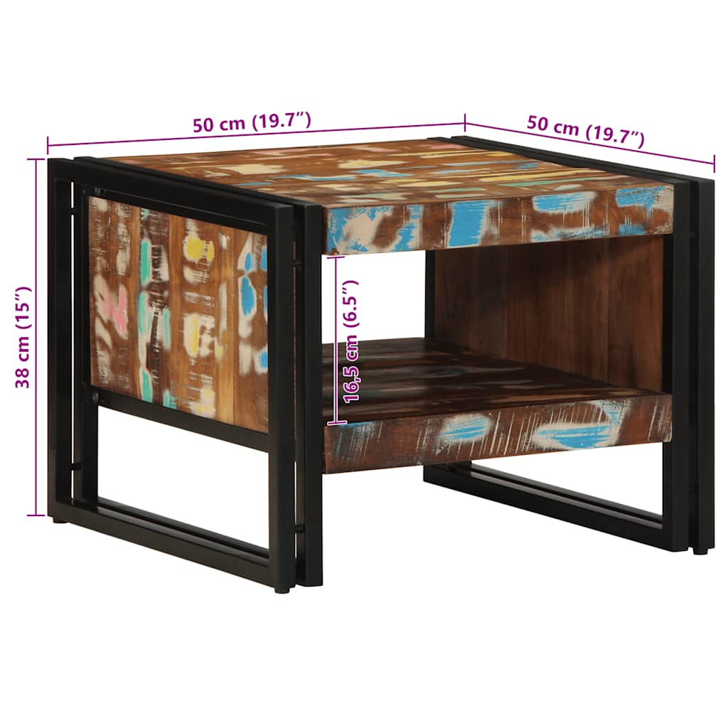 Coffee Table Multicolour 50x50x38 cm Solid Wood Reclaimed