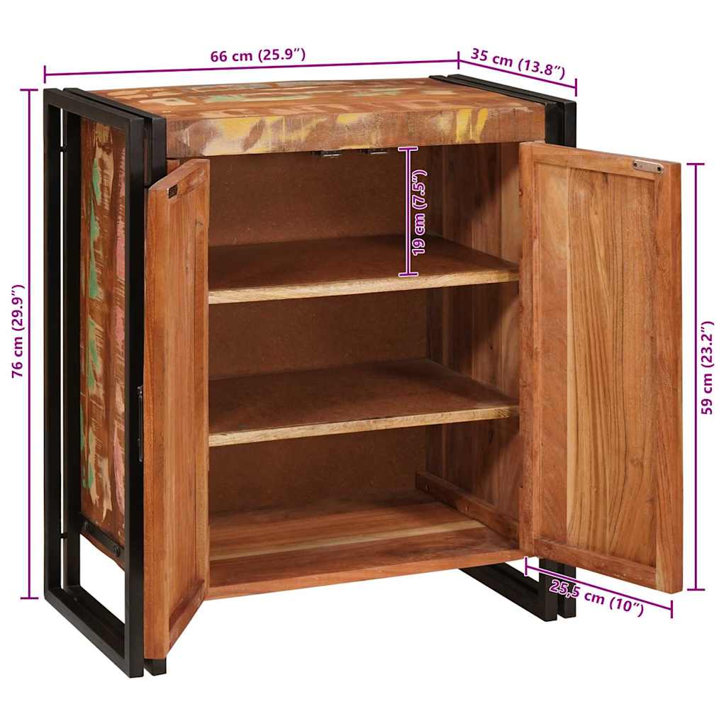 Bedside Cabinet Multicolour Solid reclaimed wood
