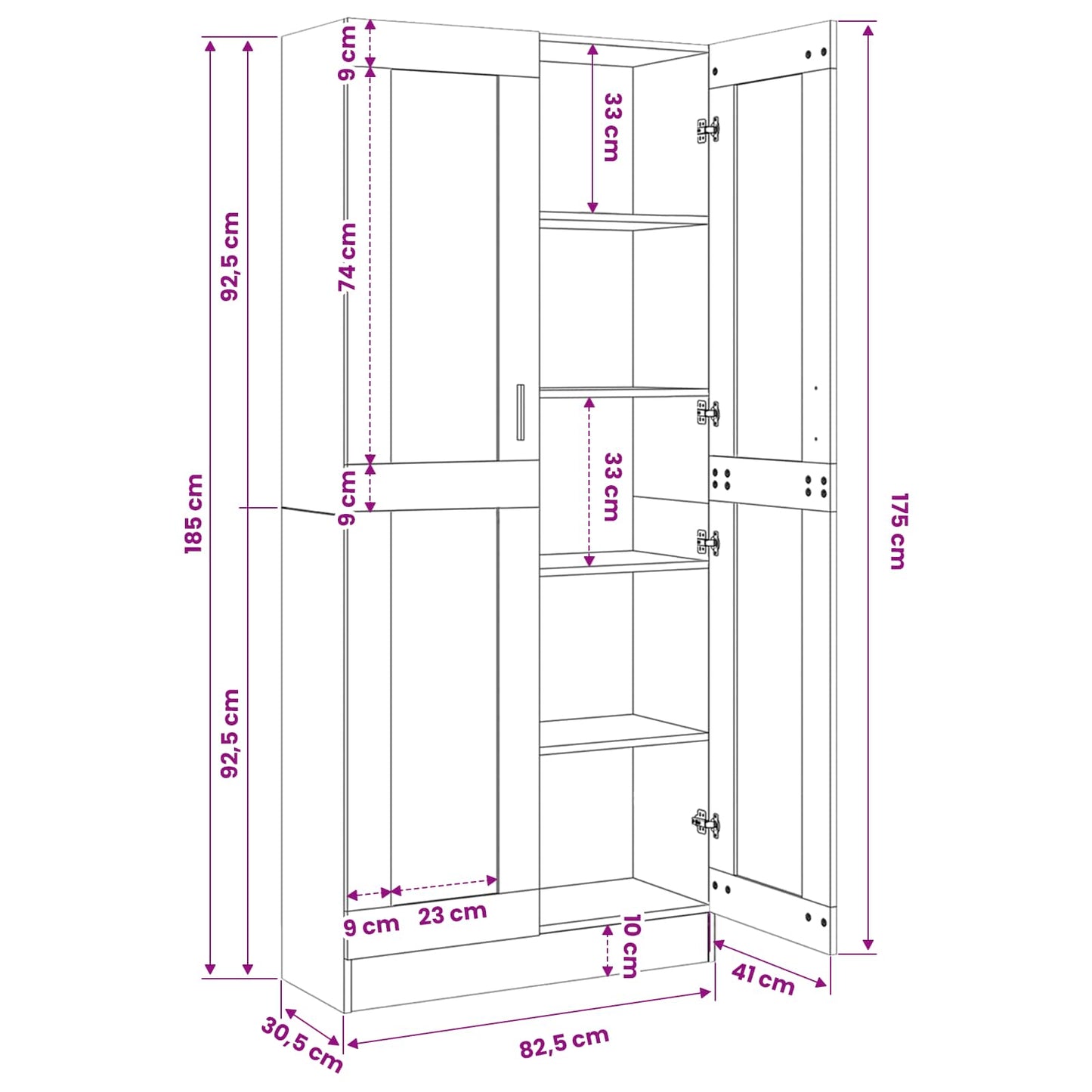 Highboard Artisan Oak 82,5x30,5x185 cm Engineered Wood