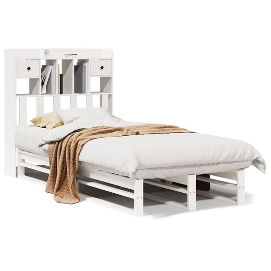 Bookcase Bed without Mattress White 75x190 cm Small Single Solid Wood Pine