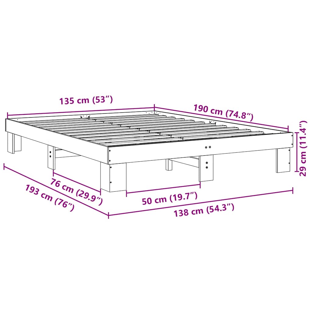 Bed Frame without Mattress 135x190 cm Solid Wood Oak