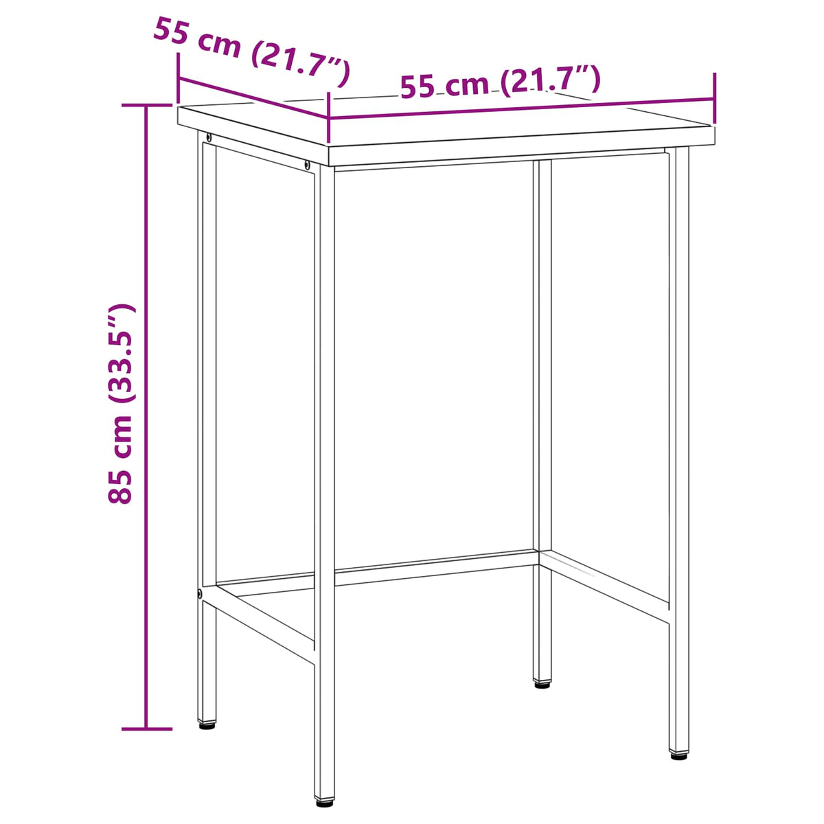 Corner Table Grey 55 x 55 x 85 cm Steel and Engineered Wood