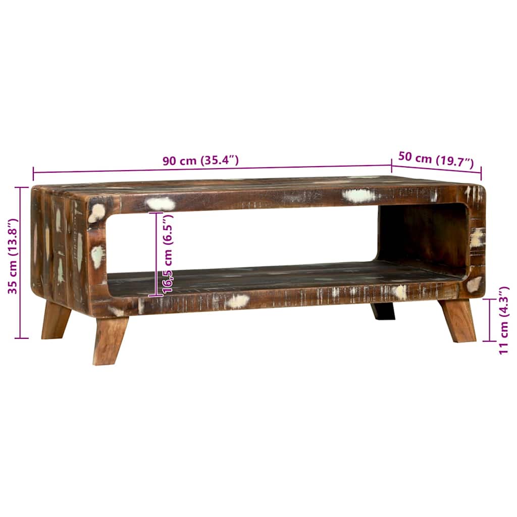 Coffee Table Multicolour 90 x 50 x 35 cm Solid Reclaim Wood