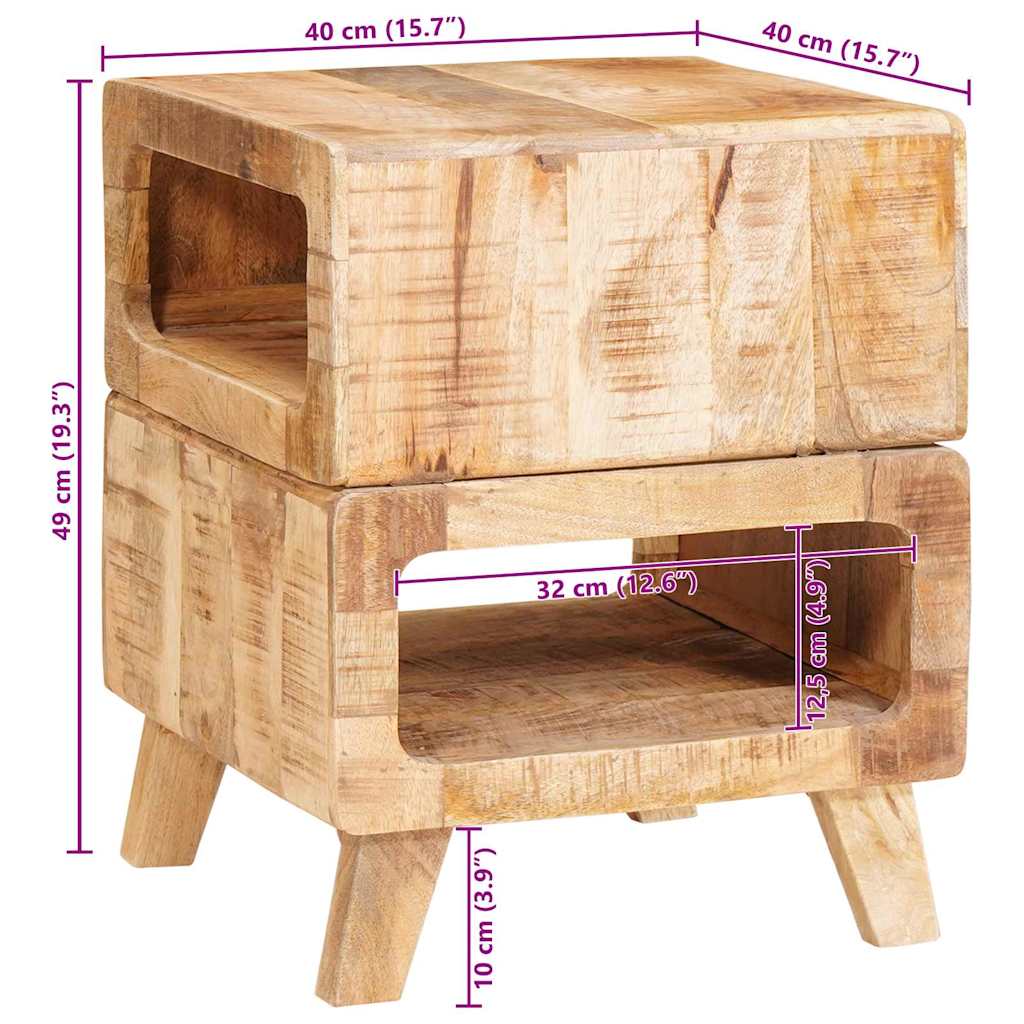 End Table with Shelf Brown 40 x 40 x 49 cm Solid Mango Wood