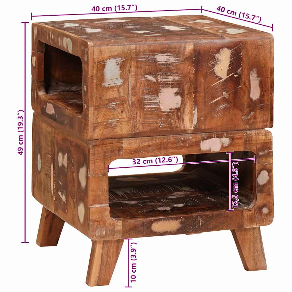 End Table with Shelf Brown 40 x 40 x 49 cm Solid Reclaim Wood