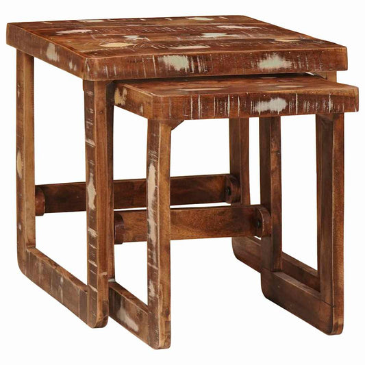 Nesting Tables 2 pcs Brown 46 x 46 x 45 cm Solid Reclaim Wood