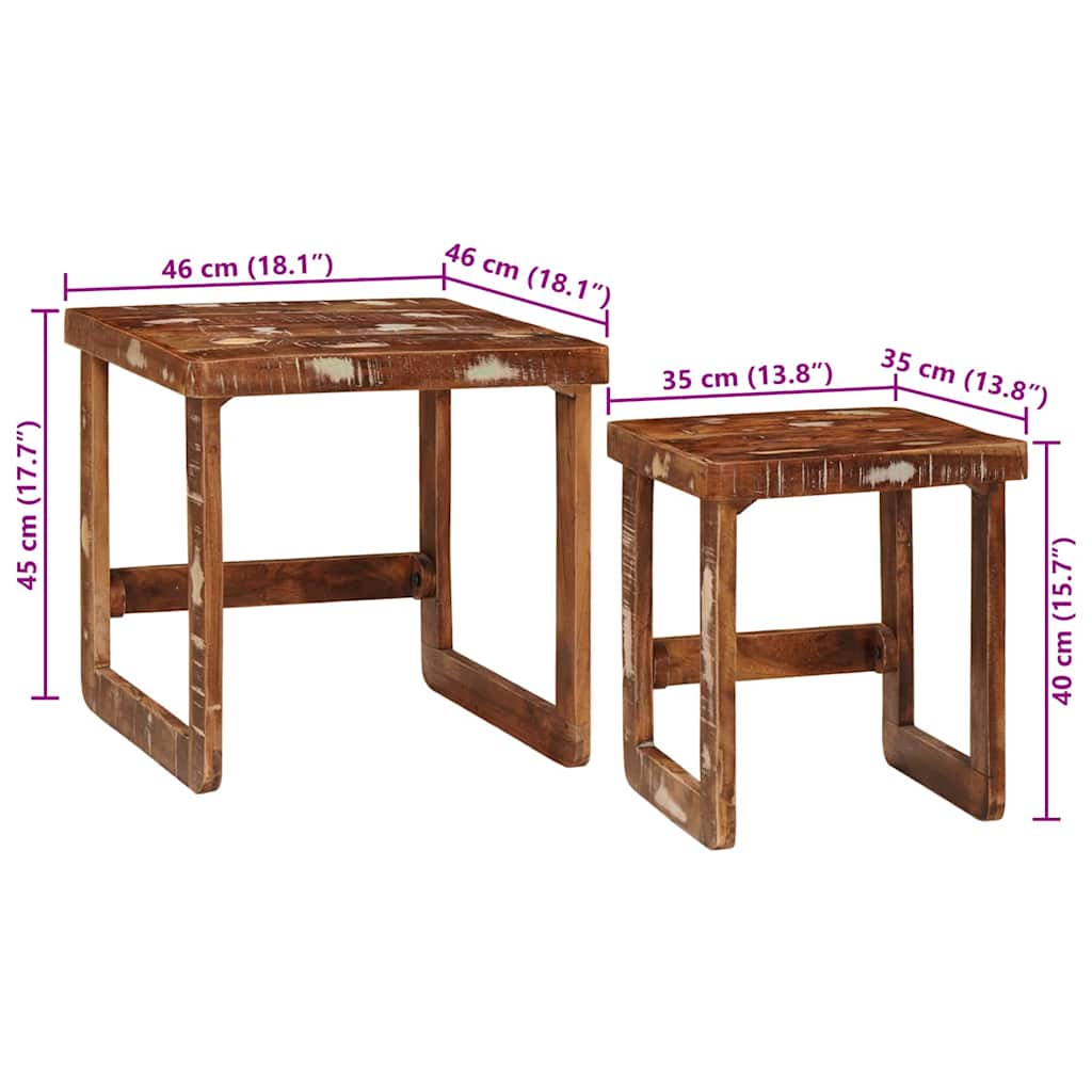 Nesting Tables 2 pcs Brown 46 x 46 x 45 cm Solid Reclaim Wood