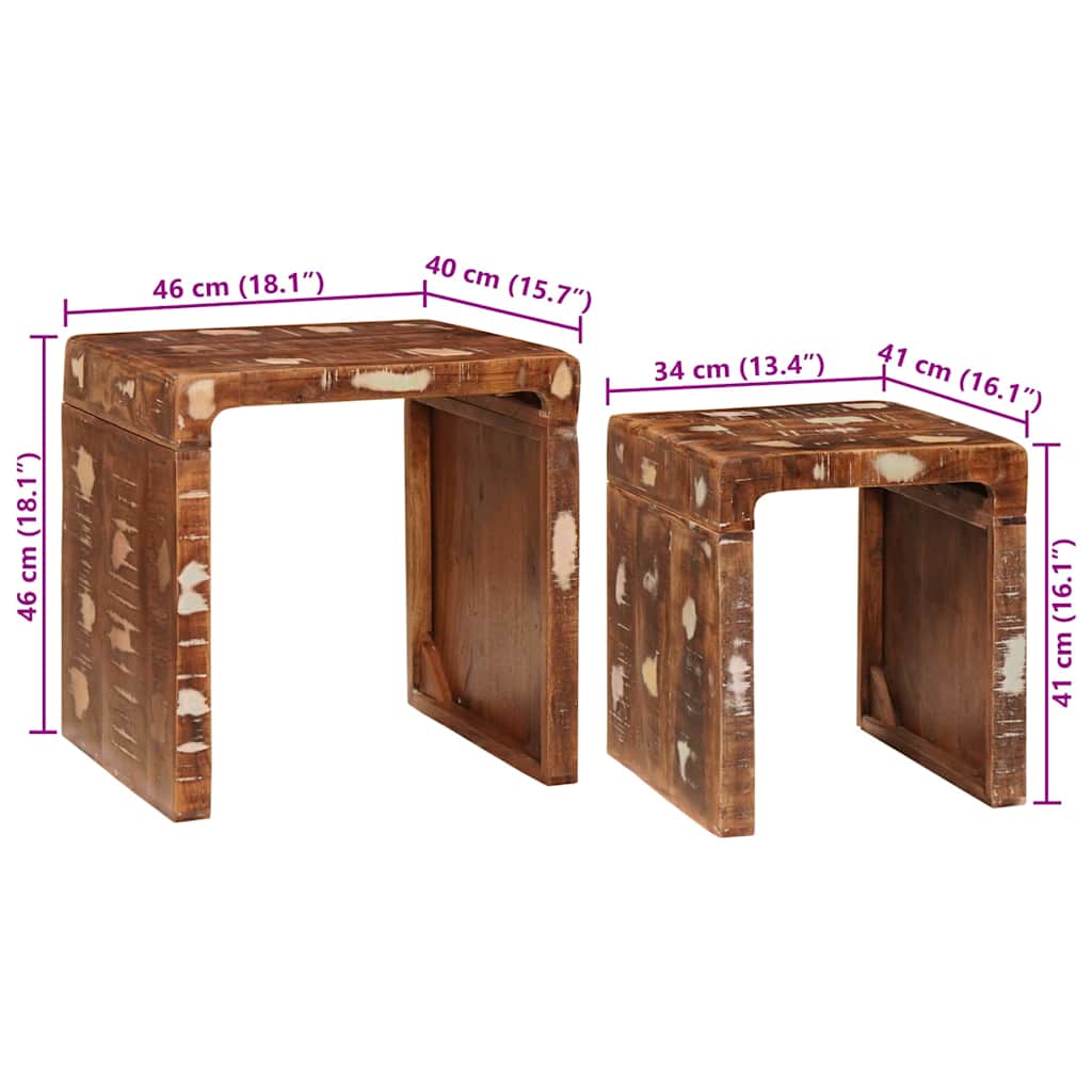 Nesting Tables 2 pcs Brown 46 x 40 x 46 cm Solid Reclaim Wood