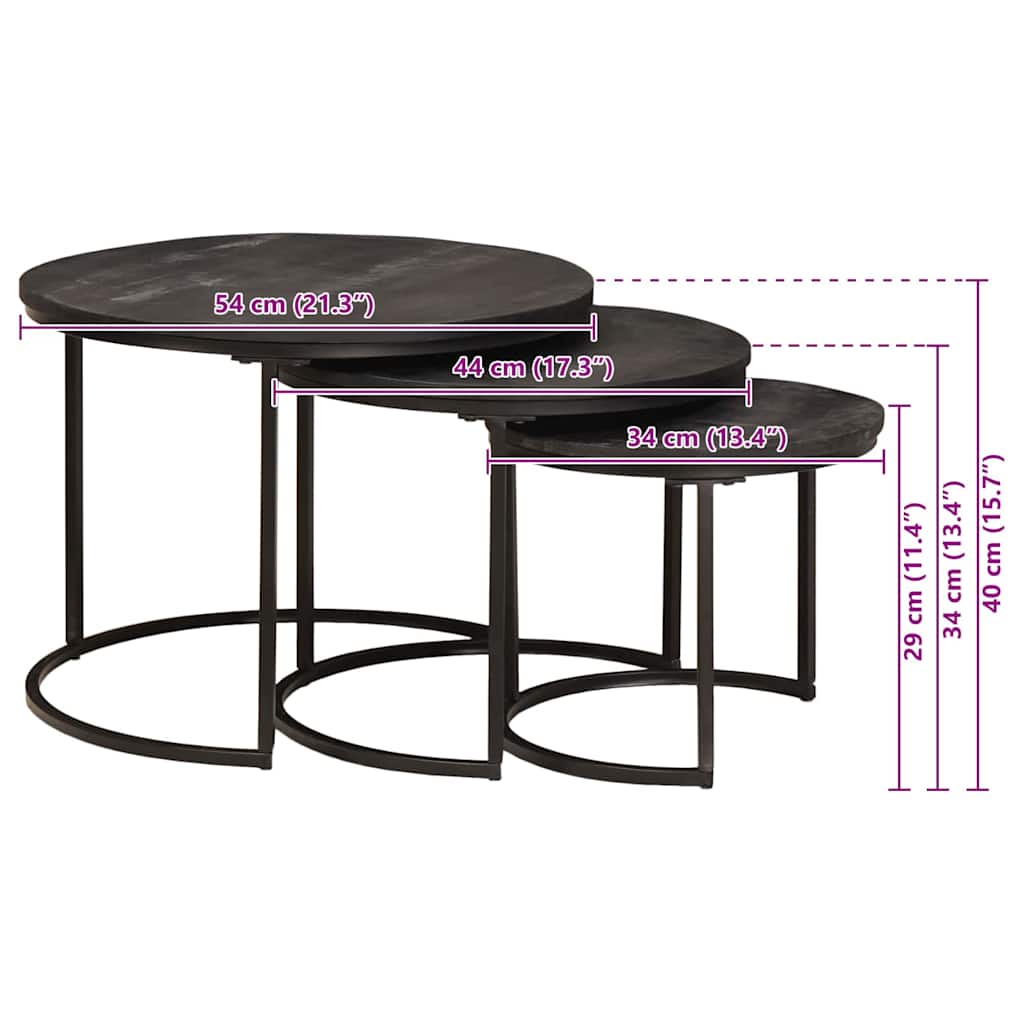 Nesting Coffee Tables 3 pcs Black 54 x 54 x 40 cm