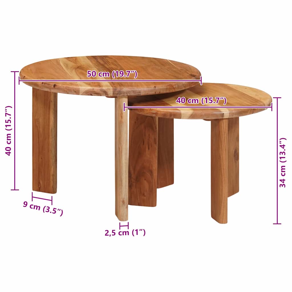 Nesting Coffee Tables 2 pcs Brown Ø 50 x 40 cm