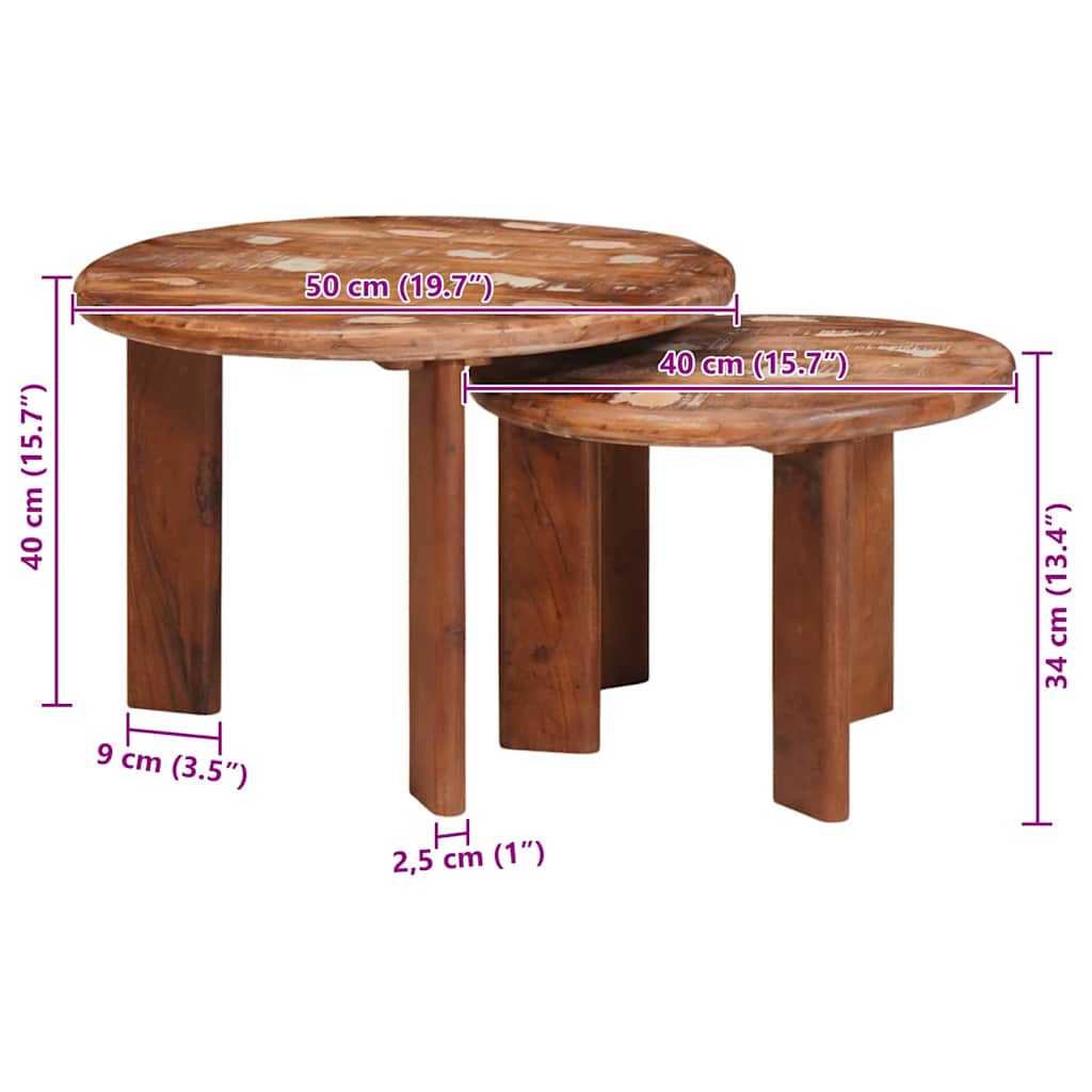 Nesting Coffee Tables 2 pcs Multicolour Ø 50 x 40 cm