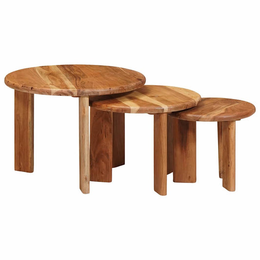 Nesting Coffee Tables 3 pcs Brown Ø 54 x 40 cm