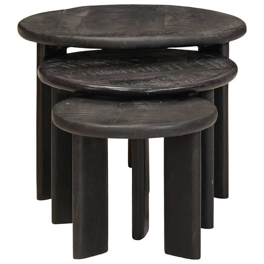 Nesting Coffee Tables 3 pcs White Ø 54 x 40 cm Solid Mango Wood