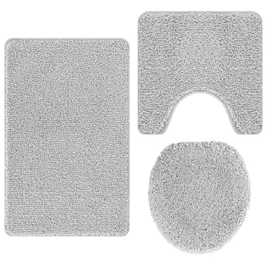 Anti-slip Bath Mat Set 3 pcs Grey 50 x 80 cm PP