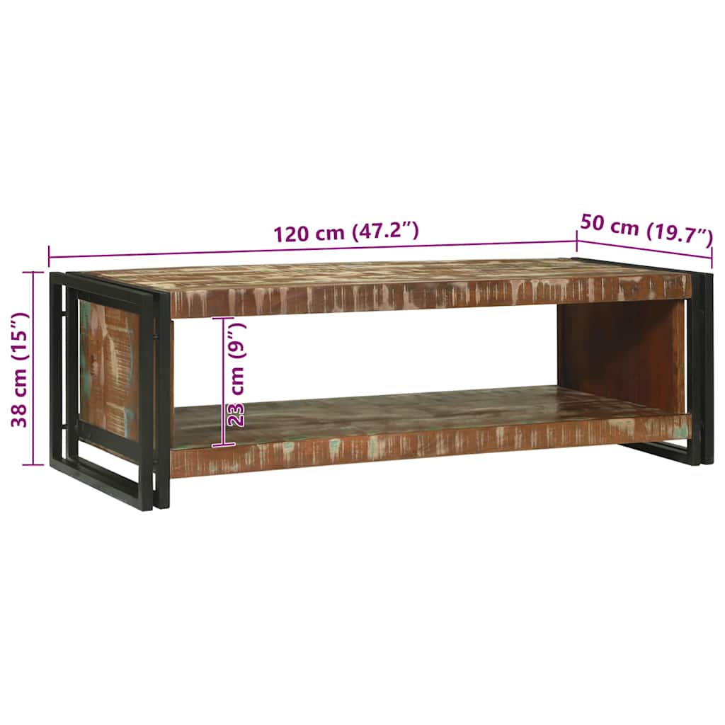 Coffee Table Multicolour 120 x 50 x 38 cm Solid Reclaim Wood