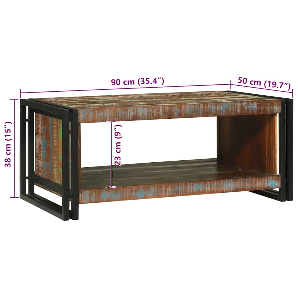 Coffee Table Multicolour 90 x 50 x 38 cm Solid Reclaim Wood