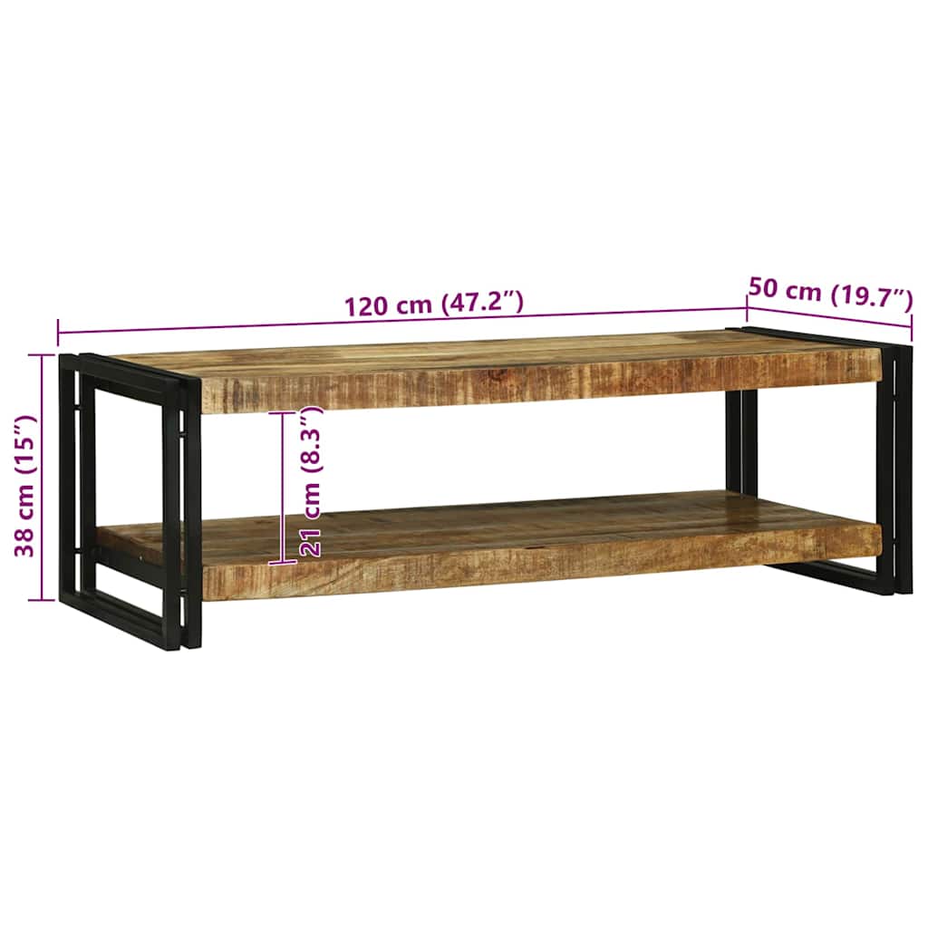 Coffee Table Brown 120 x 50 x 38 cm Solid Mango Wood