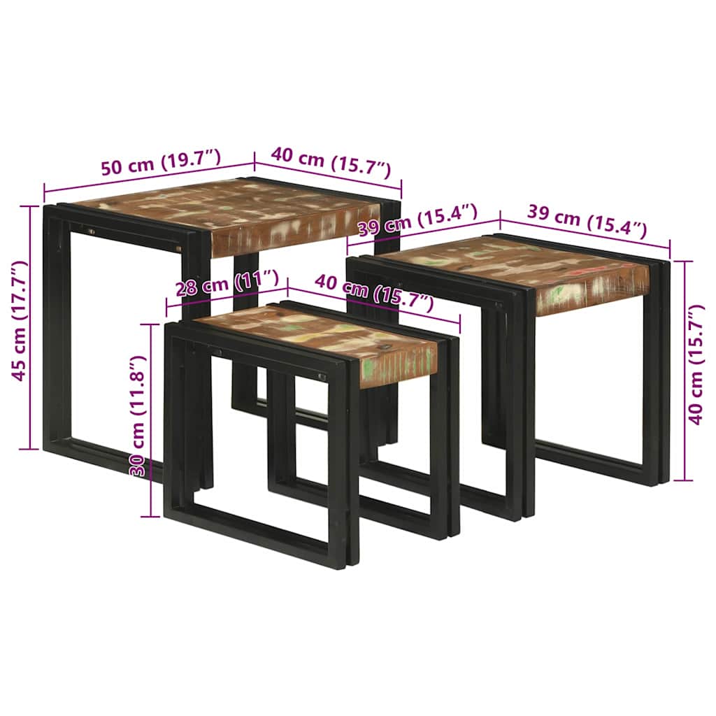 Nesting Table 3 pcs Brown and Black 50 x 40 x 45 cm