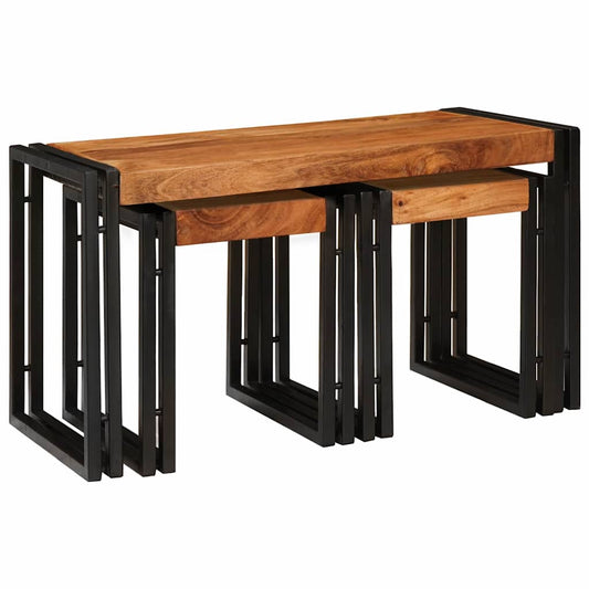 Nesting Table 3 pcs Brown and Black 82 x 40 x 45 cm