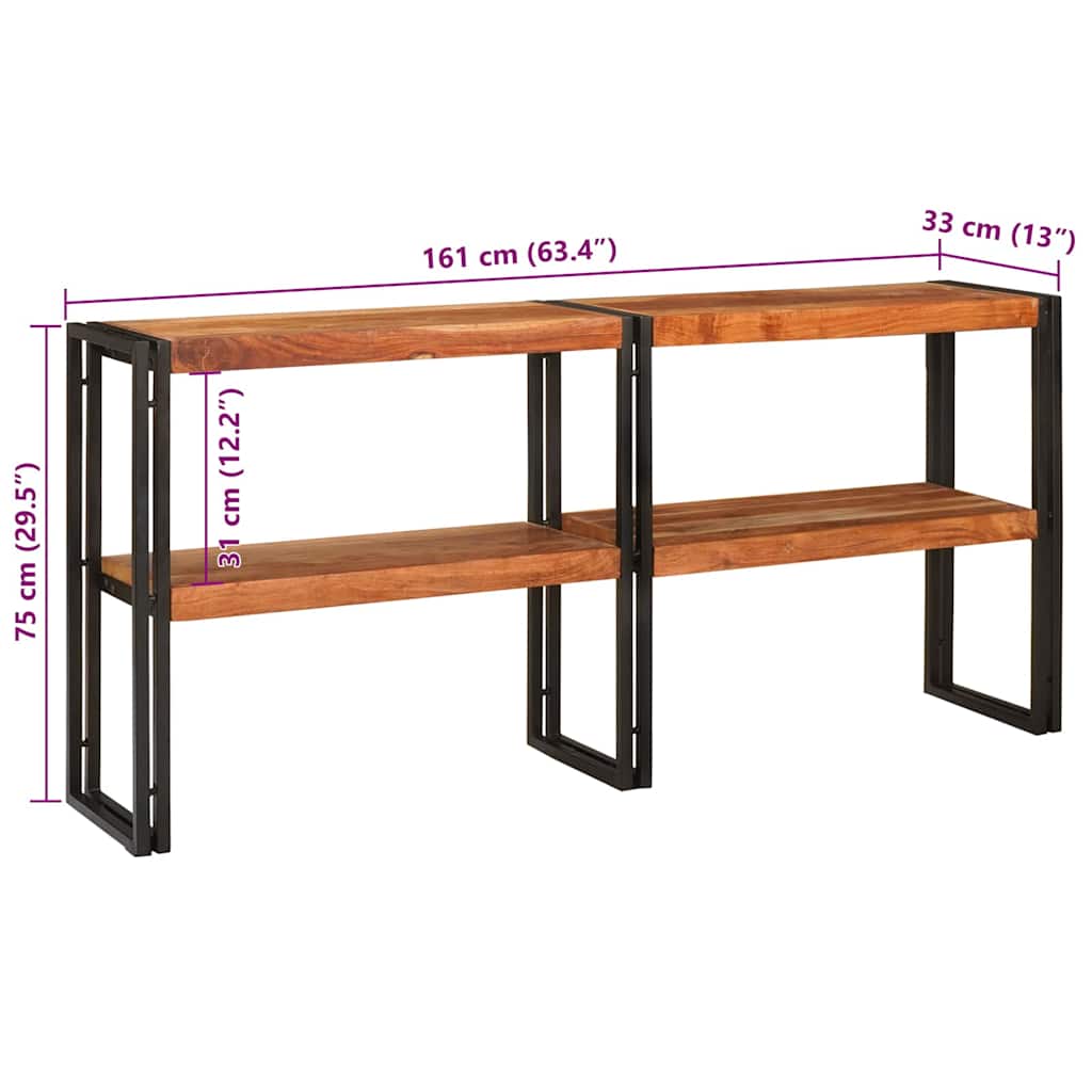 Console Table Brown 160 x 33 x 75 cm Solid Acacia Wood