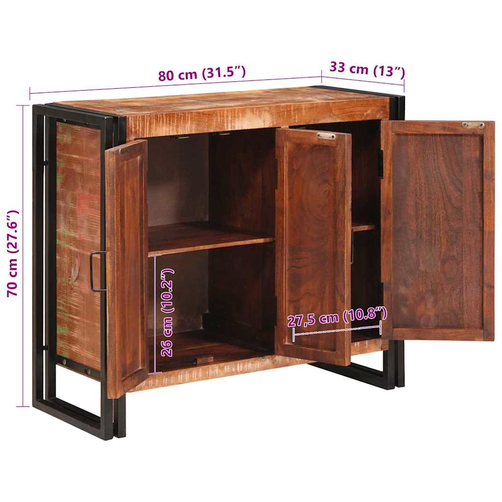 Sideboard with Doors Brown Solid Reclaimed Wood and Metal