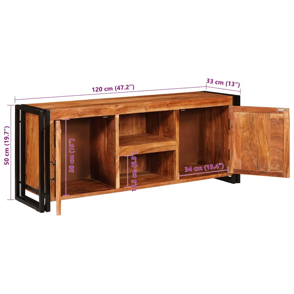 TV Cabinet with Shelf Brown 120 x 33 x 50 cm Solid acacia wood