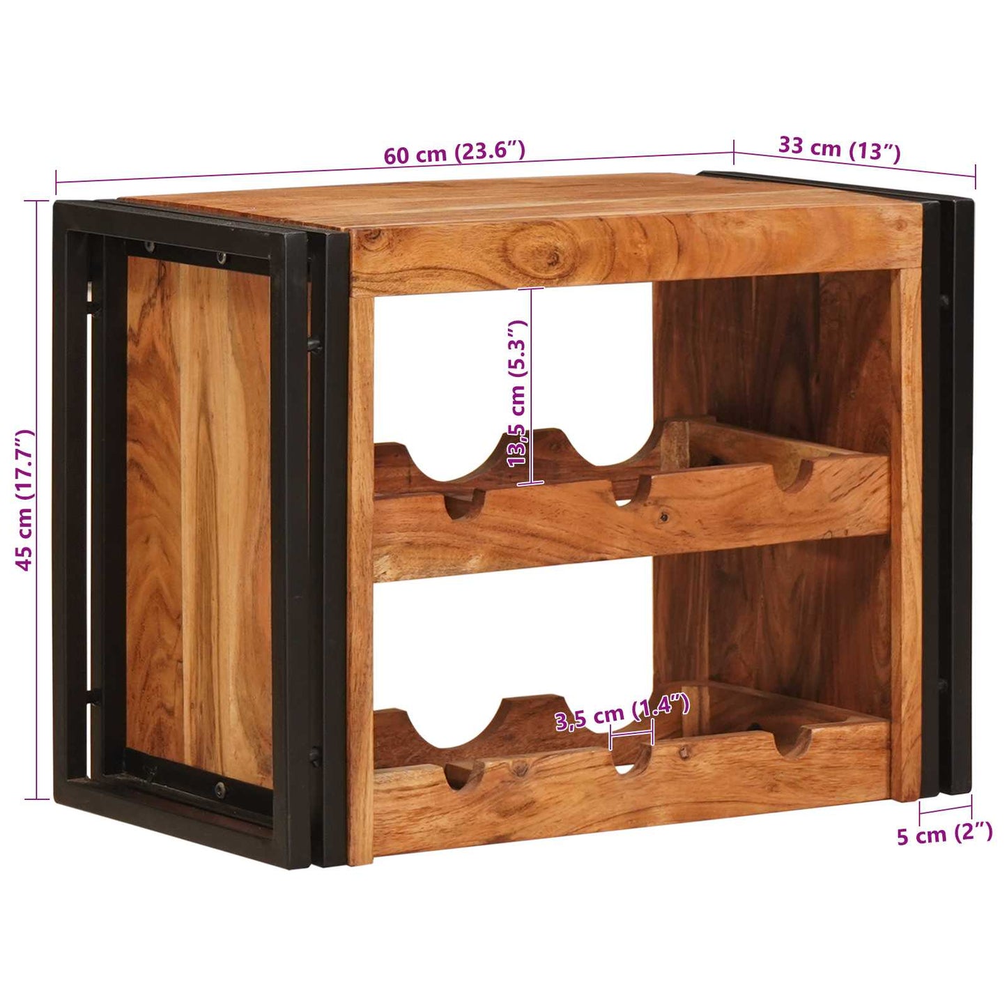Wine Rack Brown 60 x 45 x 33 cm Solid Acacia Wood