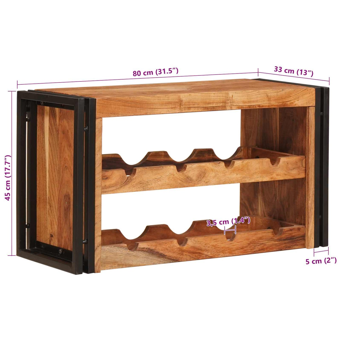 Wine Rack Brown 80 x 45 x 33 cm Solid Acacia Wood