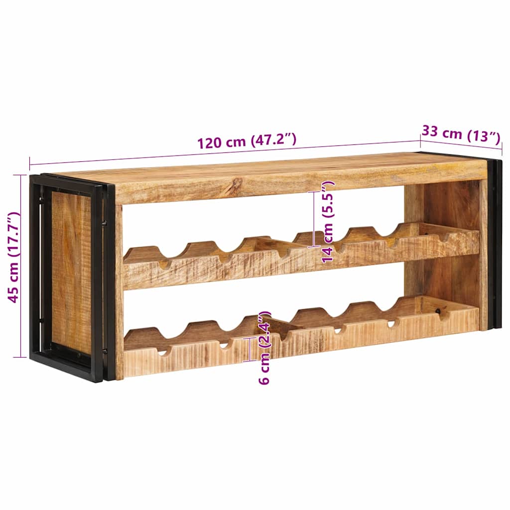 Wine Rack Brown 120 x 45 x 33 cm Solid Rough Mango Wood