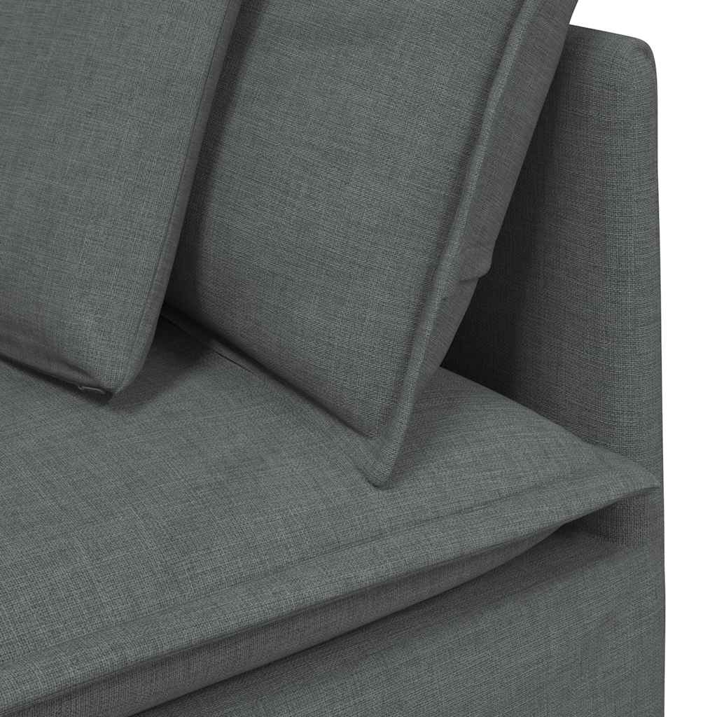 Modular Sofa with Footstool&Cushions Fabric Dark Gray