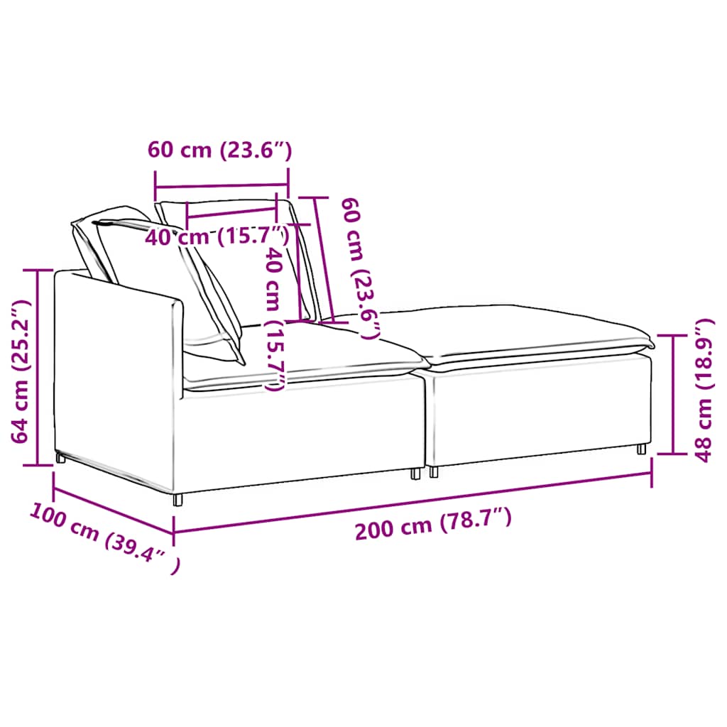 Modular Sofa with Footstool&Cushions Fabric Dark Gray