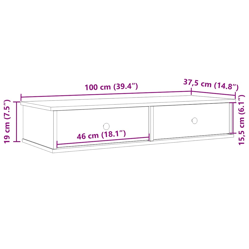 Wall Shelf with Drawers Artisian Oak 100x37.5x19 cm Engineered Wood