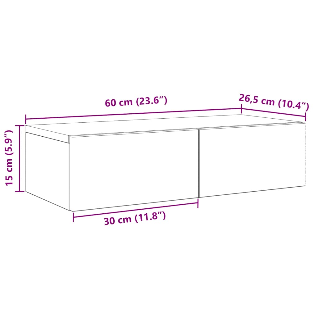 Wall Shelf with Drawers White 60x26.5x15 cm Engineered Wood