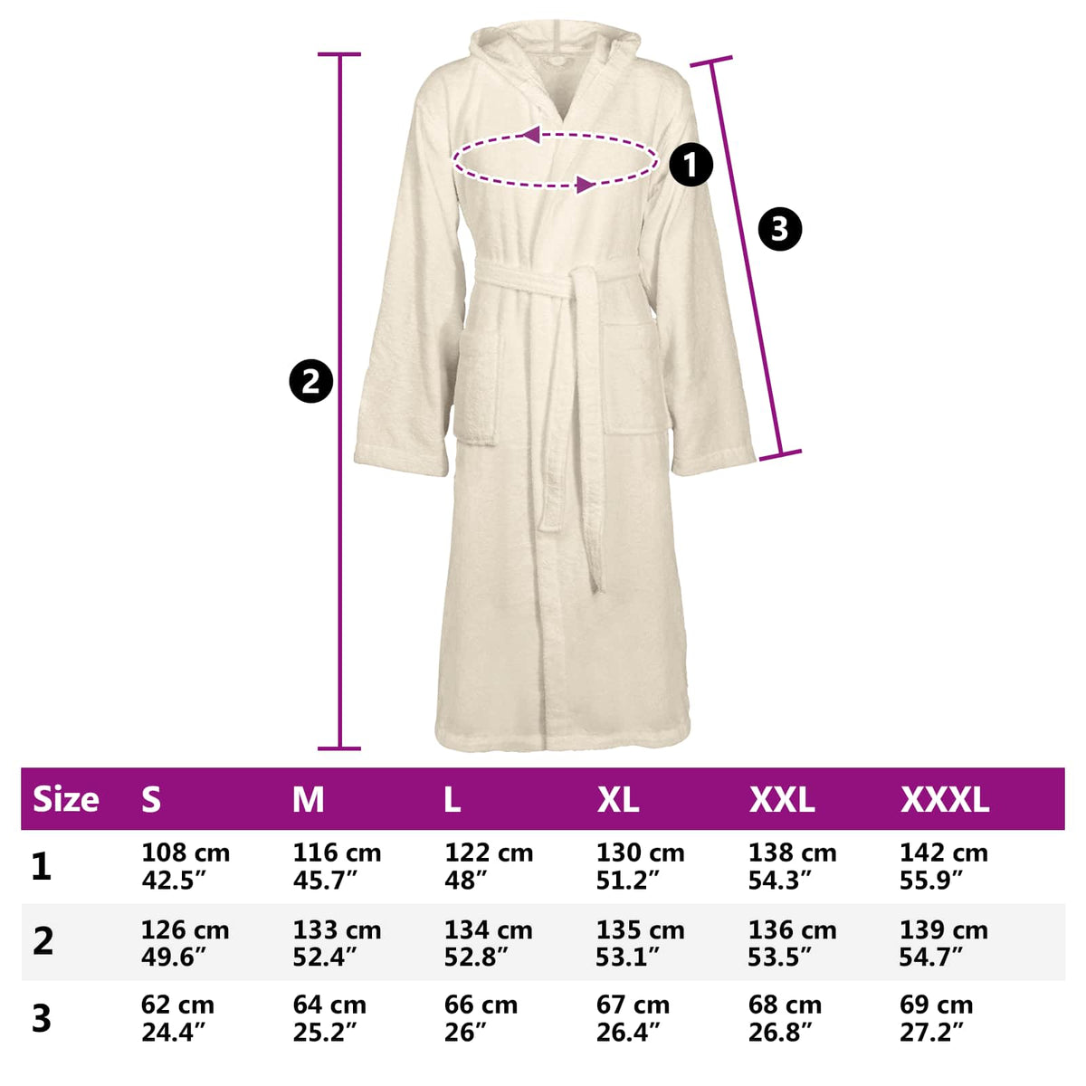 Bathrobe KINN Cream XL Cotton